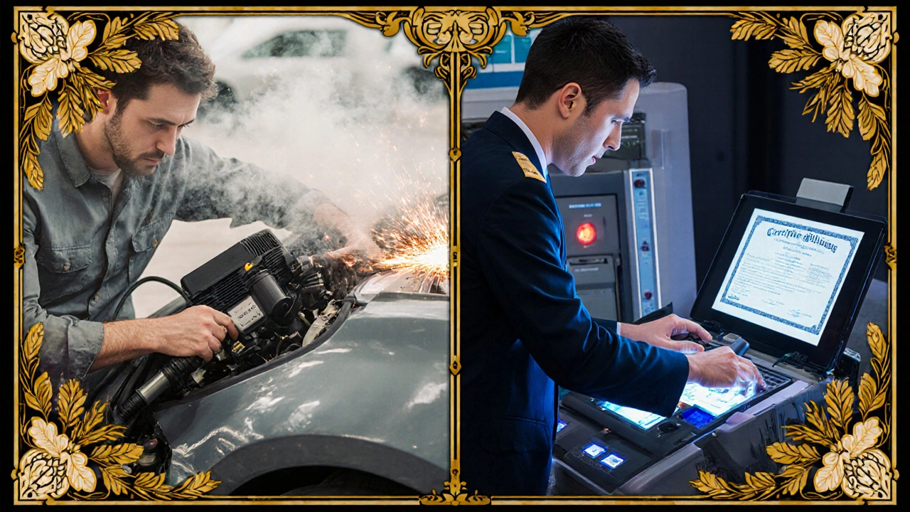 Confronto tra ricarica fai-da-te disastrosa e intervento professionale.