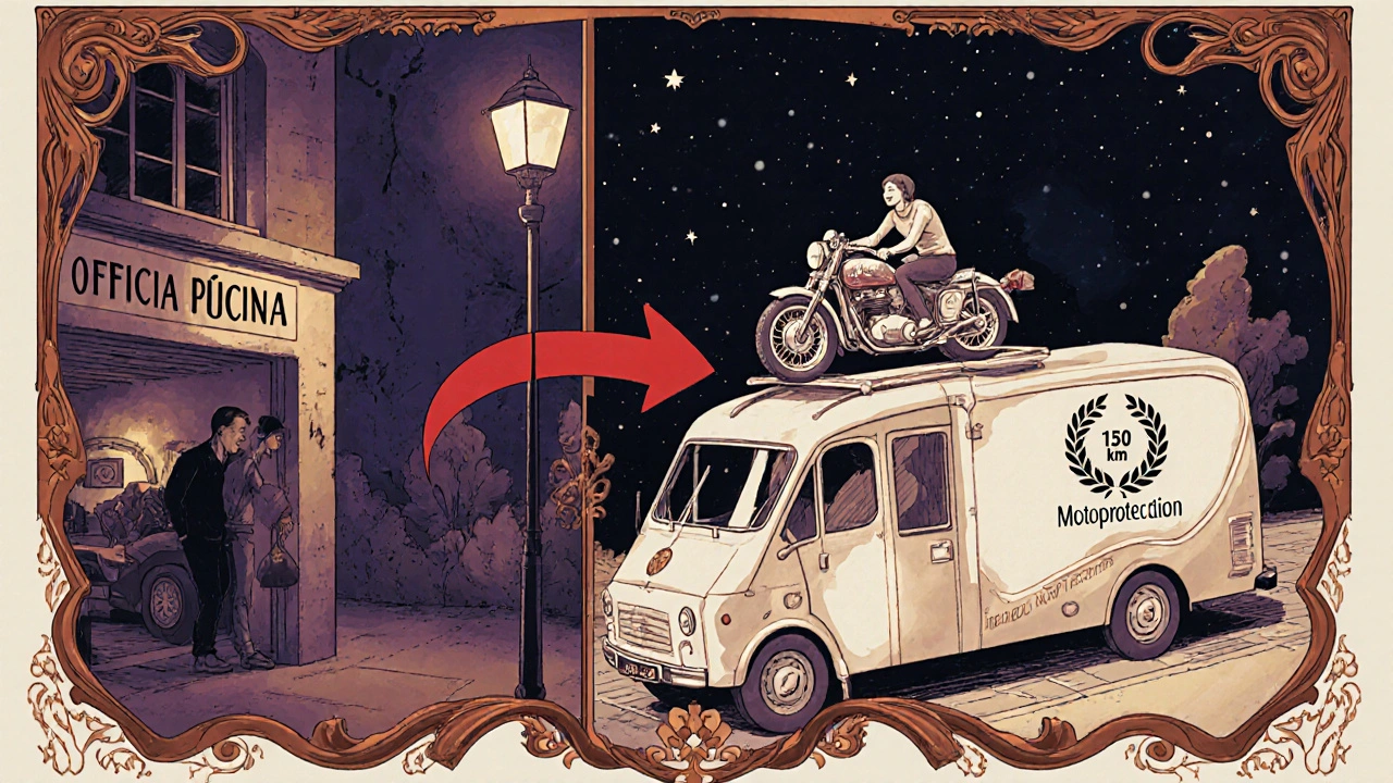 Confronto tra un semplice soccorso limitato e un servizio completo che riporta a casa in stile Art Nouveau.