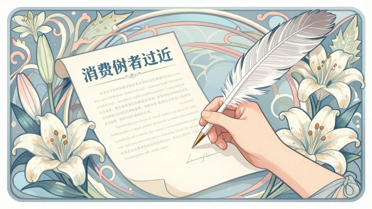 Mano con penna che firma un contratto tra eleganti decorazioni floreali Art Nouveau.