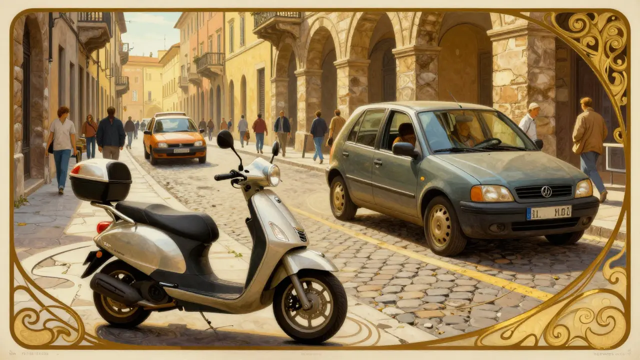 Parcheggio in città: perché lo scooter batte l'auto nei centri storici