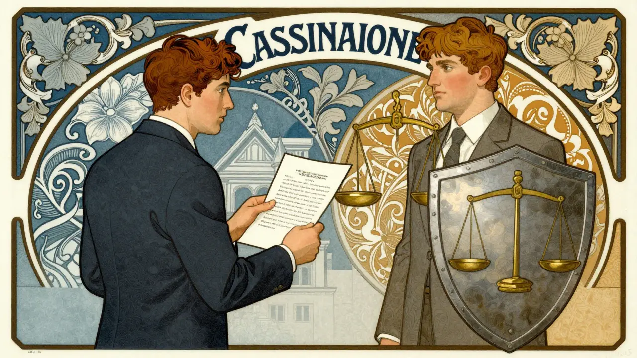 Protezione legale contro la rivalsa assicurativa illustrata in stile Art Nouveau