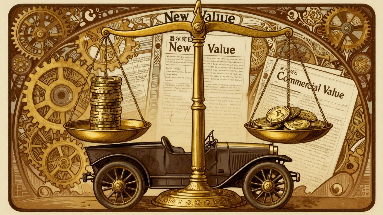Bilancia d'oro che confronta il valore dell'auto