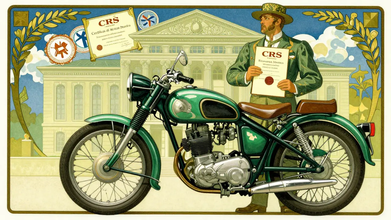 Moto storica restaurata pronta per la strada con certificato CRS