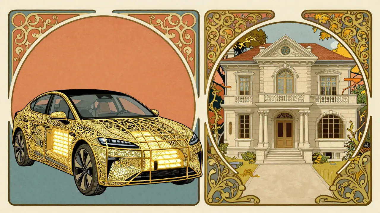Protezione assicurativa per auto elettrica e casa in stile Liberty