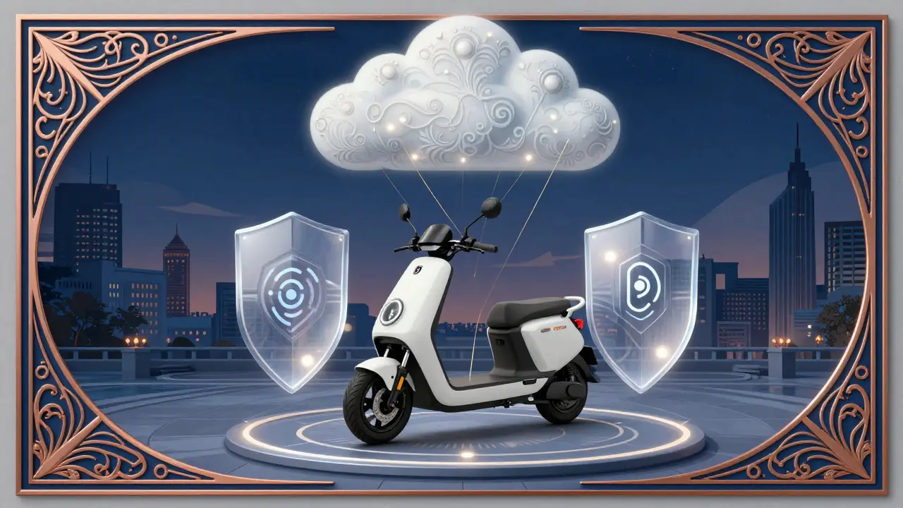 Sicurezza e connettività cloud per scooter elettrici stilizzati