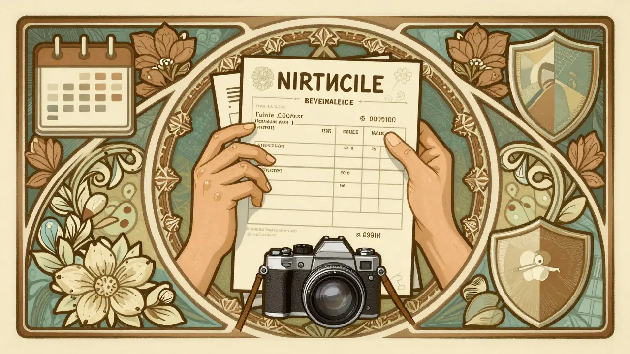 Stile Art Nouveau: cliente controlla fattura e foto per tutela legale