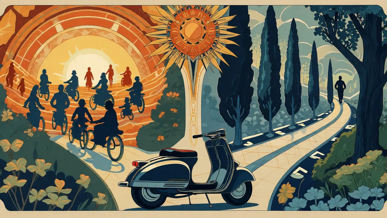 Concetto visivo Art Nouveau di scelta tra opzioni assicurative moto flessibili ed esclusive