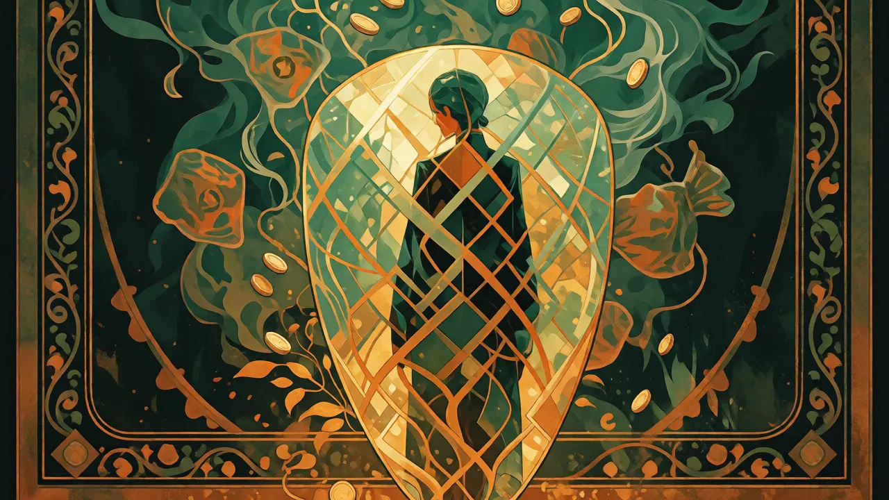 Scudo protettivo decorativo in stile Art Nouveau che rappresenta la copertura assicurativa.